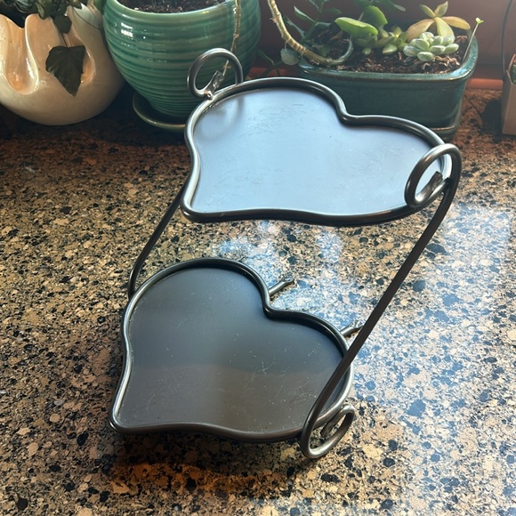 2 Longaberger Pottery Woven Traditions Heart Candles & Ramekins w/ Metal Stand - Picture 7 of 14